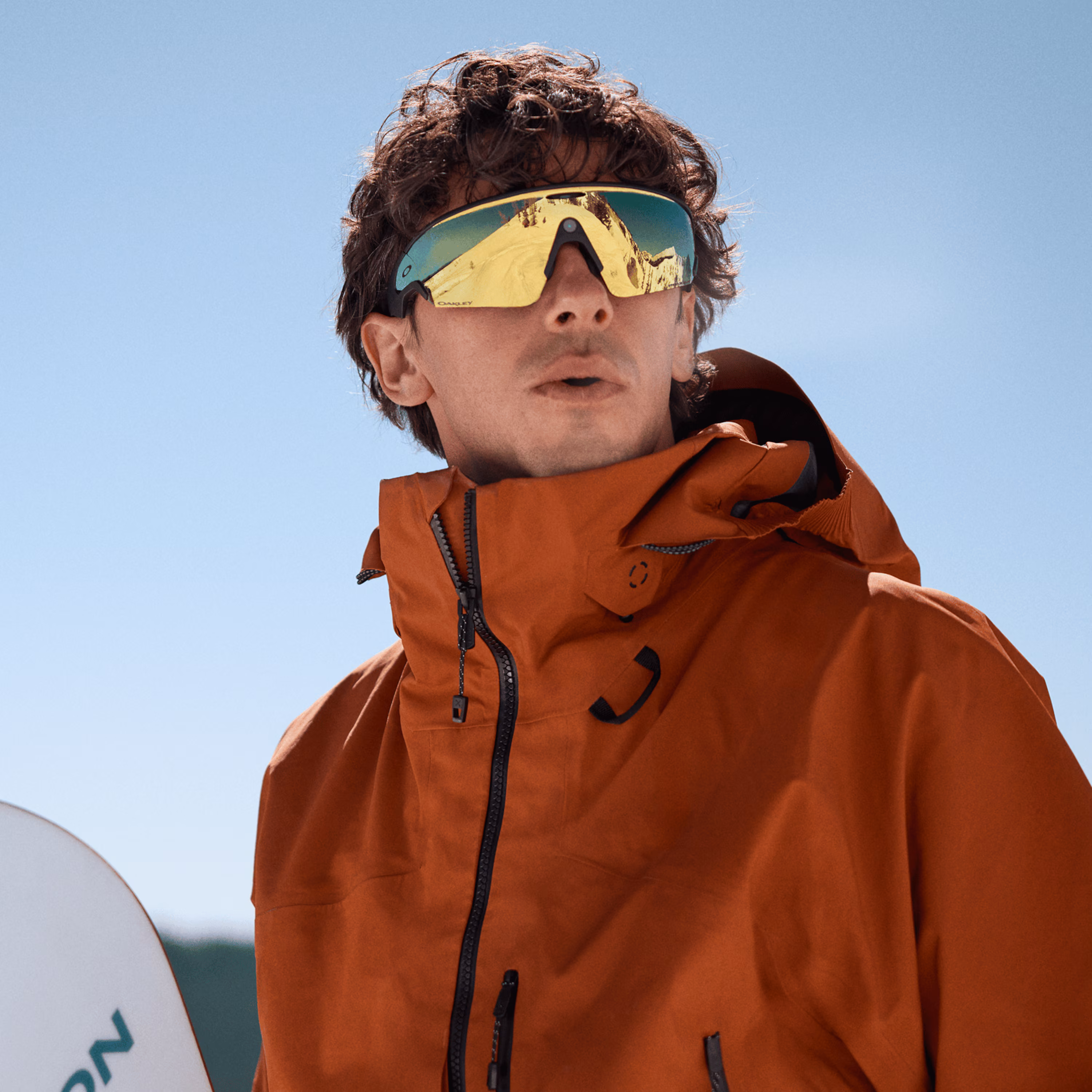 Skier wearing Oakley smart glasses